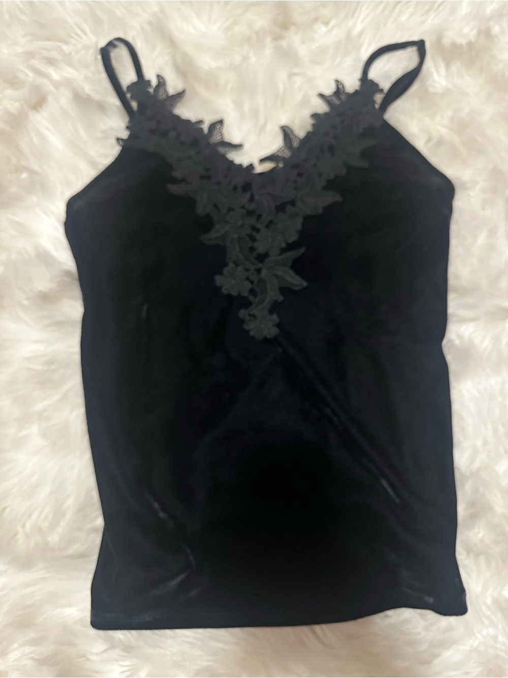 Daytrip Black Velvet Lace Appliqué Cami